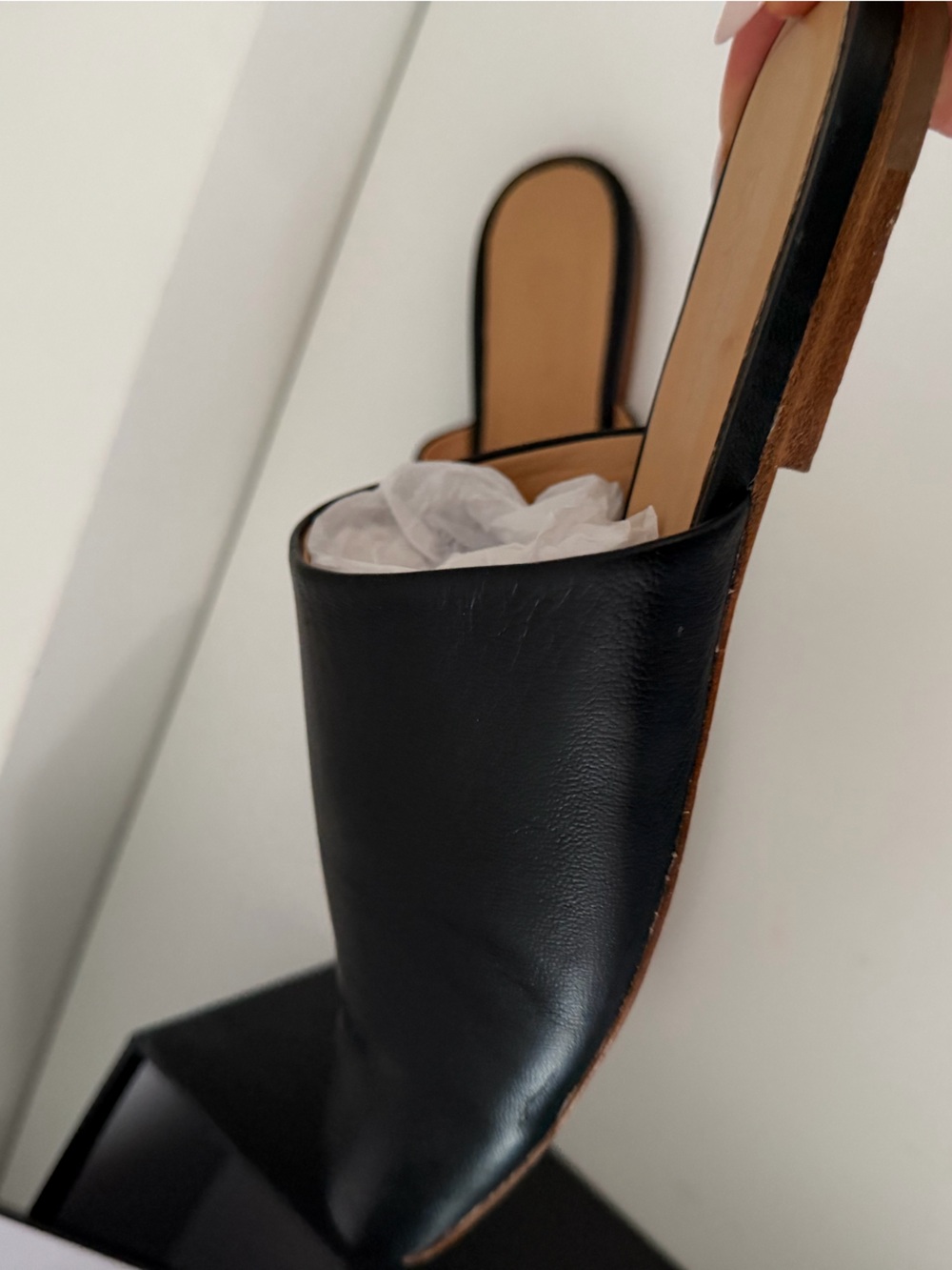 Jil Sander navy Black Leather Slip-On Women’s Mule - Picture 8 of 11